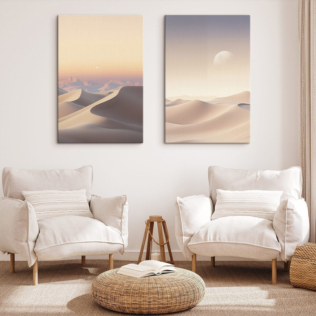 Desert landscape with a moon