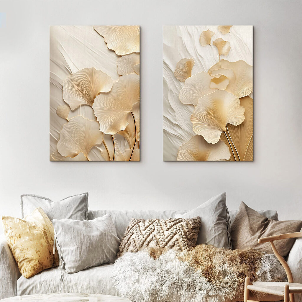 Delicate leaves in soft tones