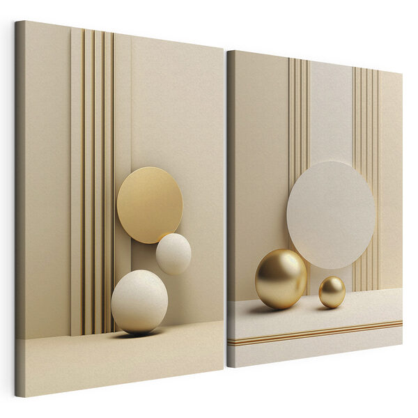 Impression sur toile modulaire Des formes dynamiques dans des tons neutres