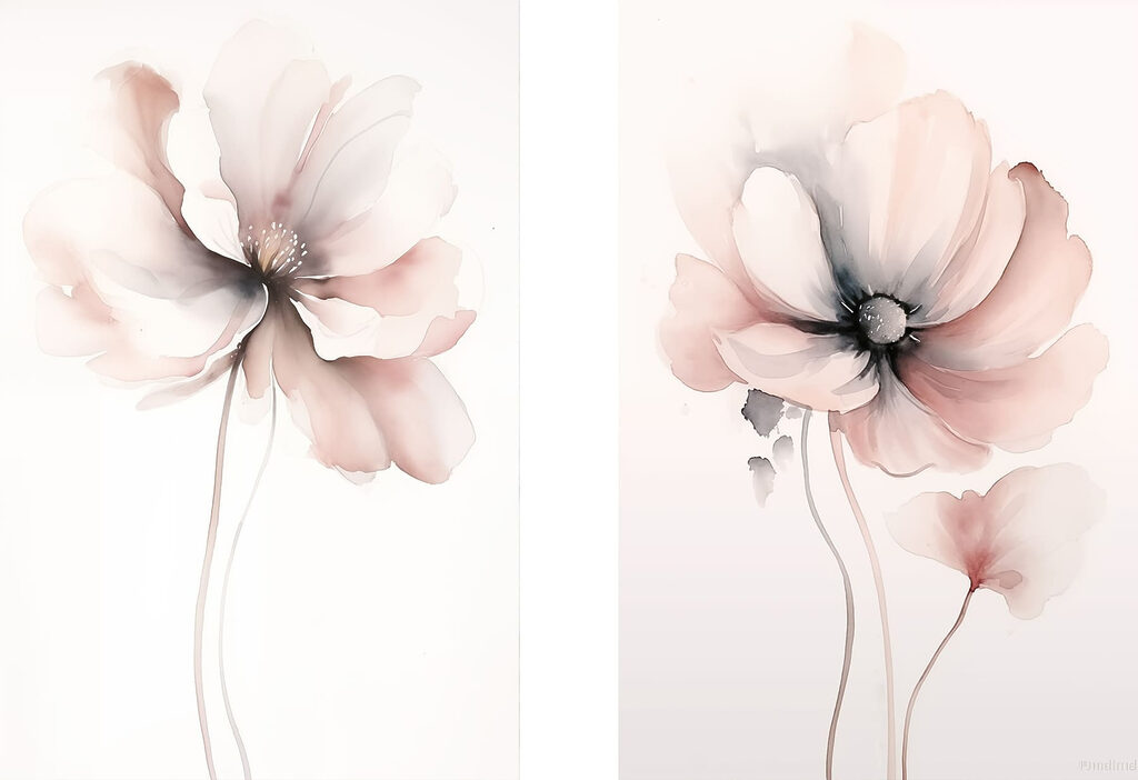 Painting of flowers on a white surface