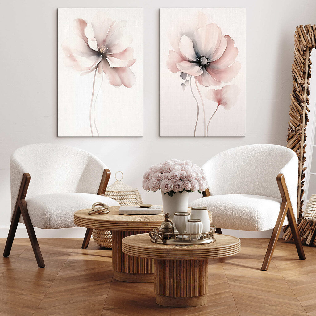 Painting of flowers on a white surface