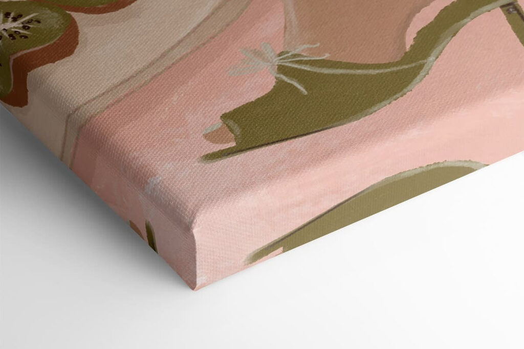 Two posters of a woman's legs and a glass of wine