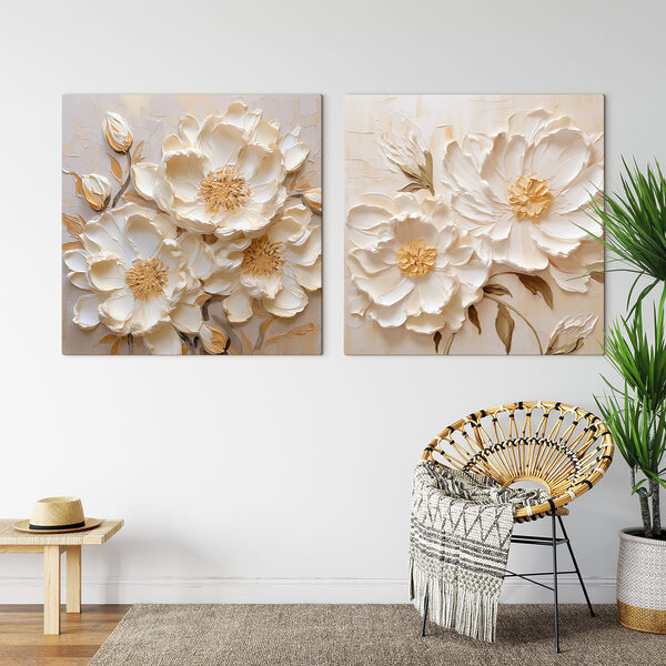 Painting of flowers on canvas