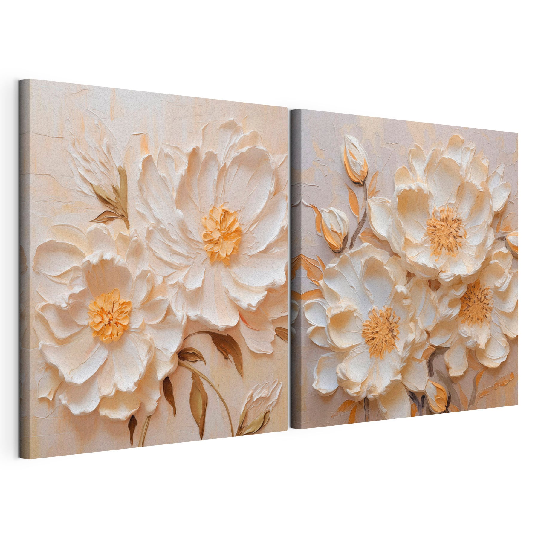 Painting of flowers on canvas
