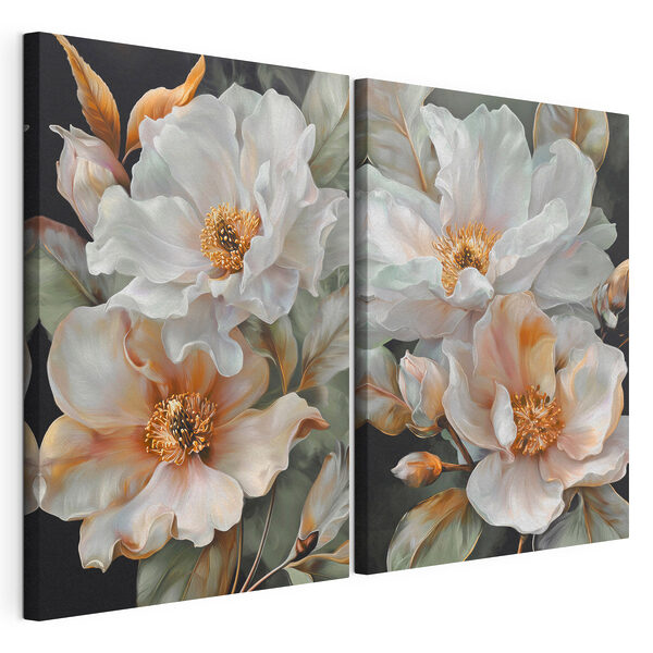 Impression sur toile modulaire Des fleurs élégantes aux teintes douces