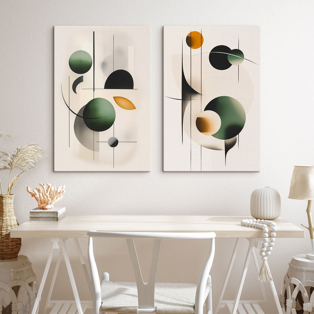 Two images of circles and lines