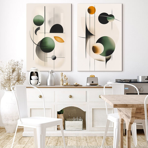Two images of circles and lines