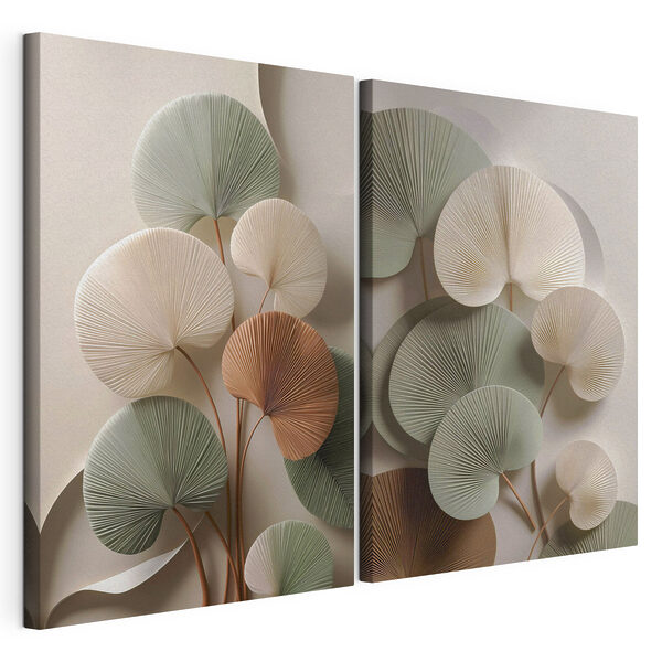 Impression sur toile modulaire - Élégant présentoir composé de feuilles en papier