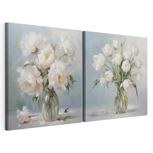 Impression sur toile modulaire Peinture représentant des fleurs dans un vase