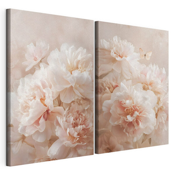 Impression sur toile modulaire Fleurs aux teintes douces et délicates