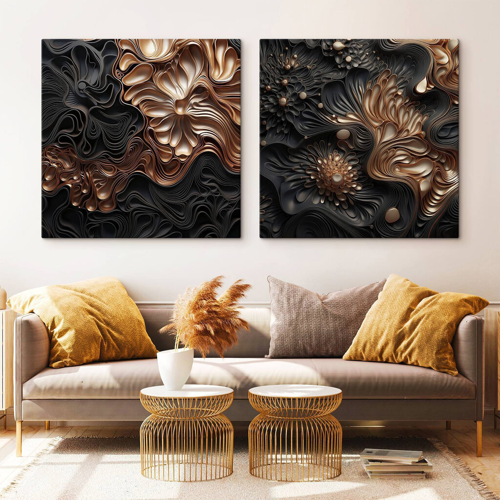 Abstract floral patterns in dark tones