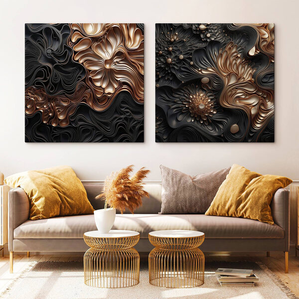 Abstract floral patterns in dark tones