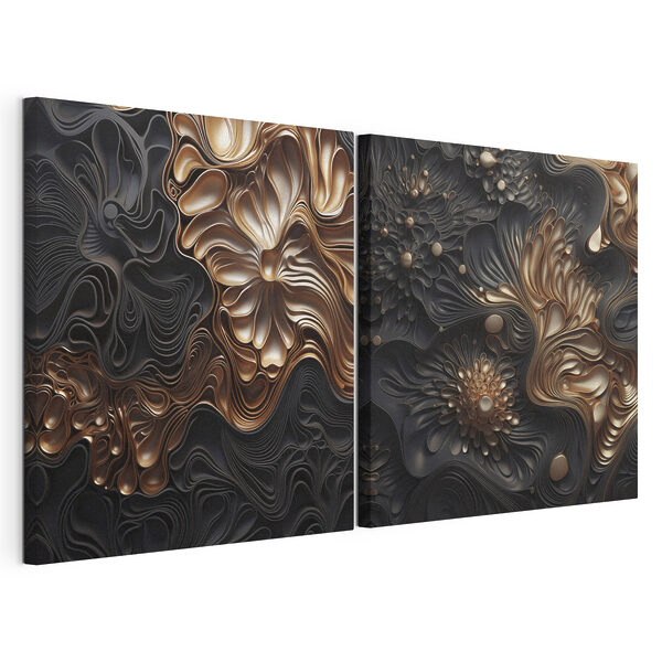 Impression sur toile modulaire Motifs floraux abstraits dans des tons sombres