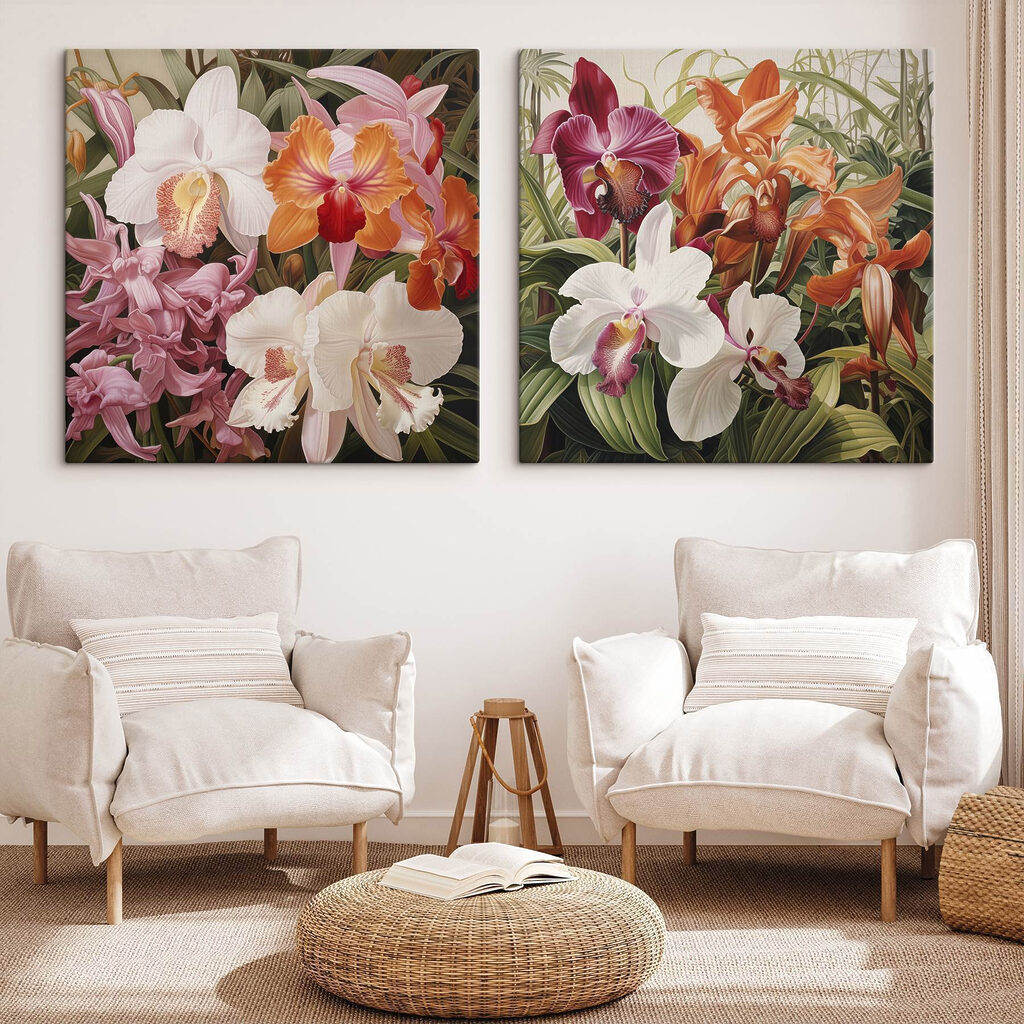 Colorful orchids in vibrant display