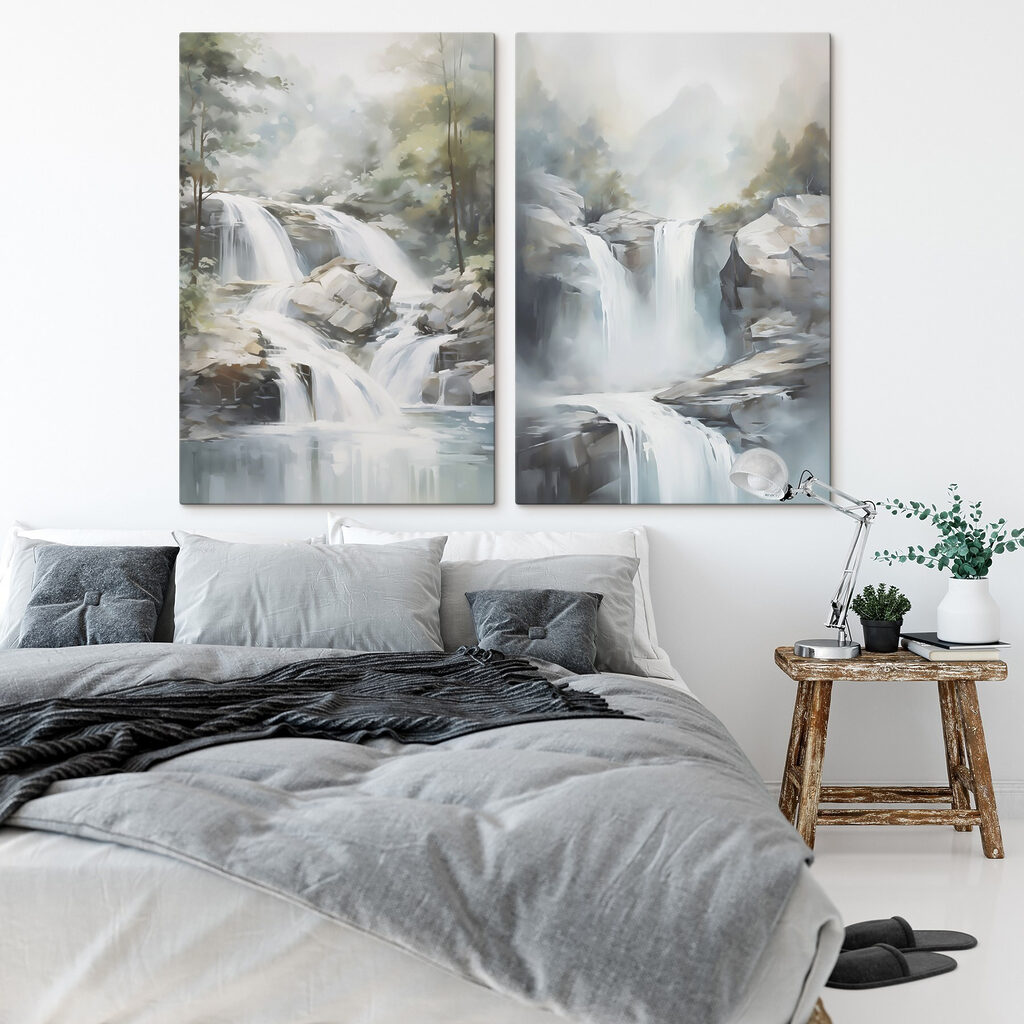 Painting of a waterfall
