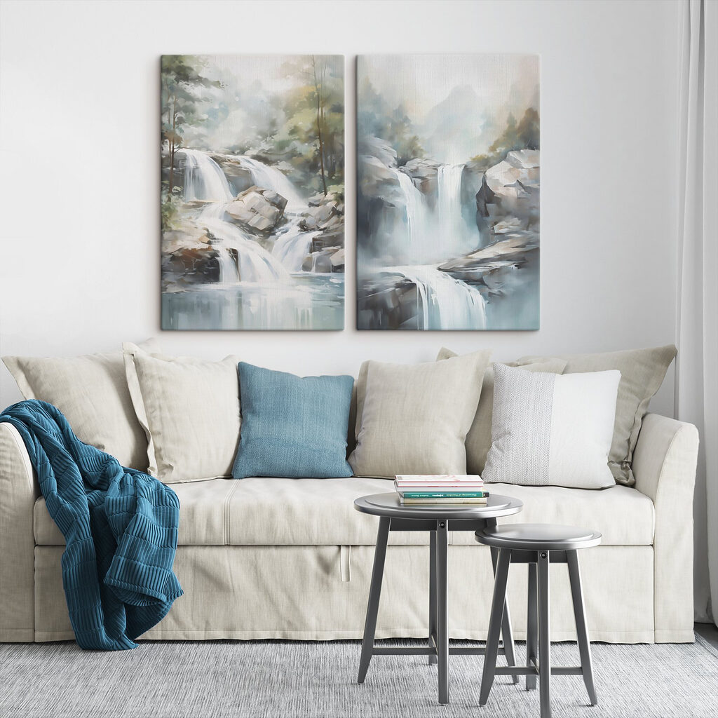 Painting of a waterfall