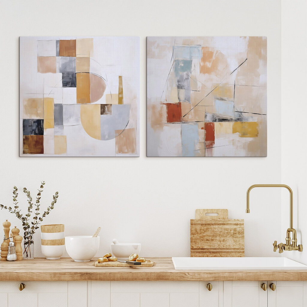 Two paintings of different colors