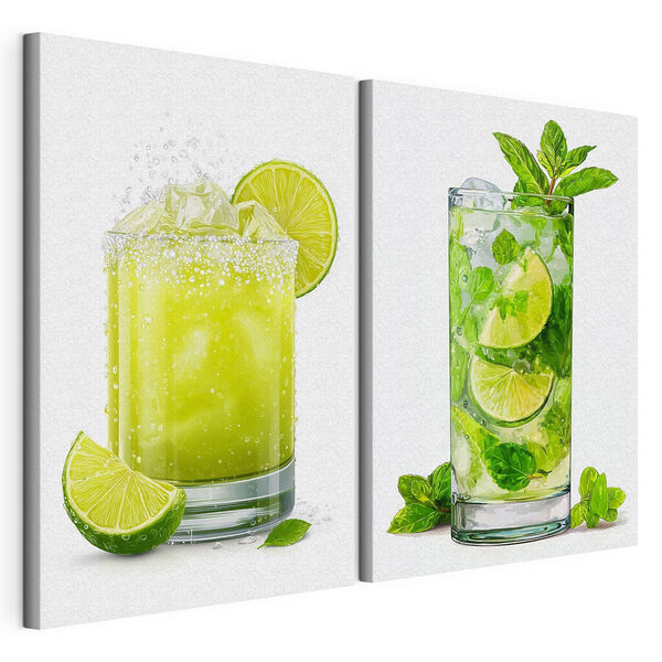 Impression sur toile modulaire Des cocktails estivaux rafraîchissants aux couleurs vives