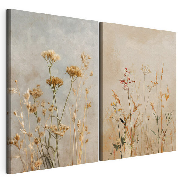Impression sur toile modulaire Des fleurs délicates aux teintes douces