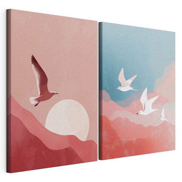 Impression sur toile modulaire Deux oiseaux volant dans le ciel
