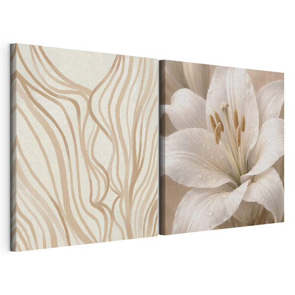 Impression sur toile modulaire Des lignes fluides et des lys élégants