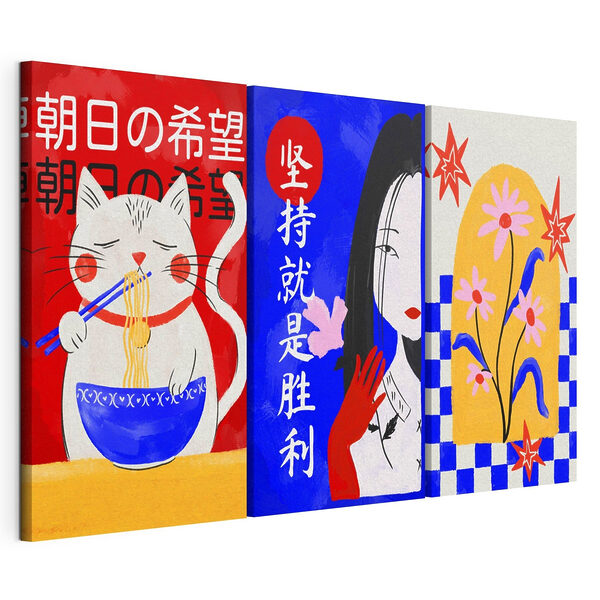 Impression sur toile modulaire Ensemble de tableaux représentant des fleurs