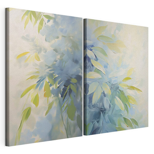 Impression sur toile modulaire Des teintes fraîches de feuilles vertes apaisantes