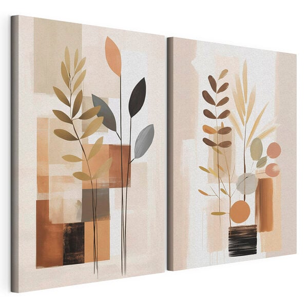 Impression sur toile modulaire Peinture représentant des plantes et des places