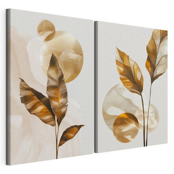 Impression sur toile modulaire - Des formes organiques dans des tons terreux