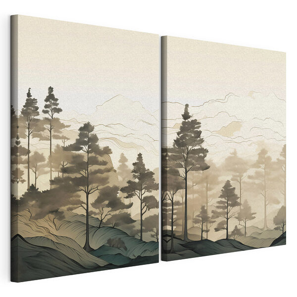 Impression sur toile modulaire Capture d'écran d'un tableau représentant une forêt