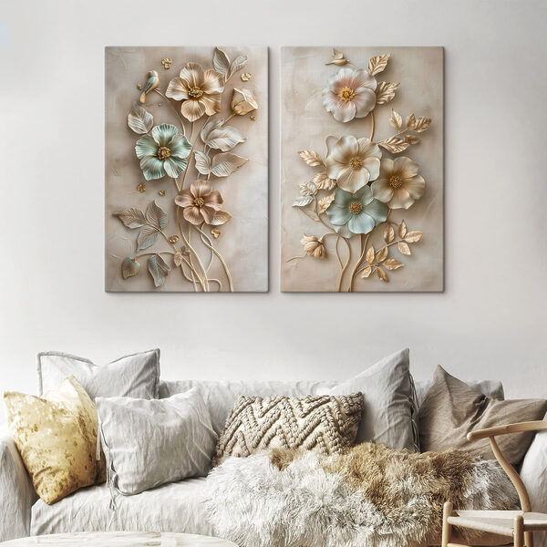 Delicate floral designs in soft hues