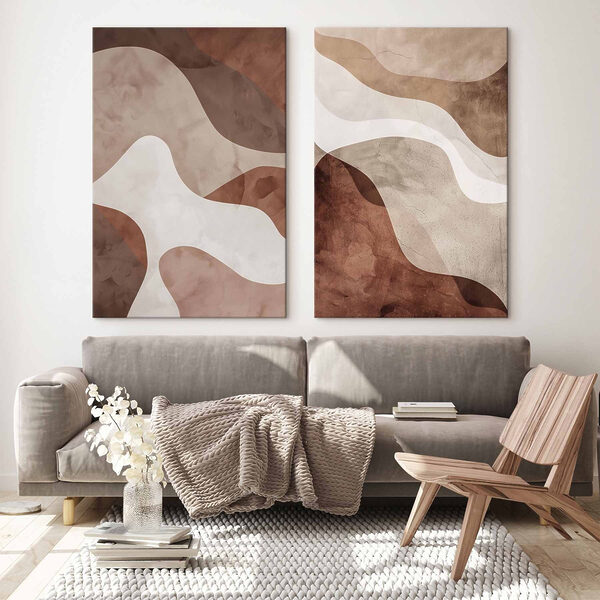 - Soft curves in earthy tones