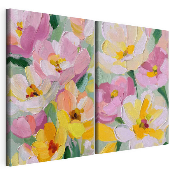 Impression sur toile modulaire Des fleurs colorées dans une harmonie éclatante