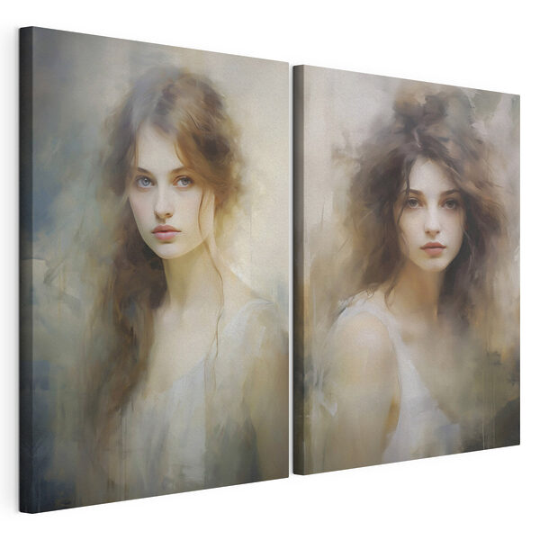 Impression sur toile modulaire Comparaison du visage d'une femme