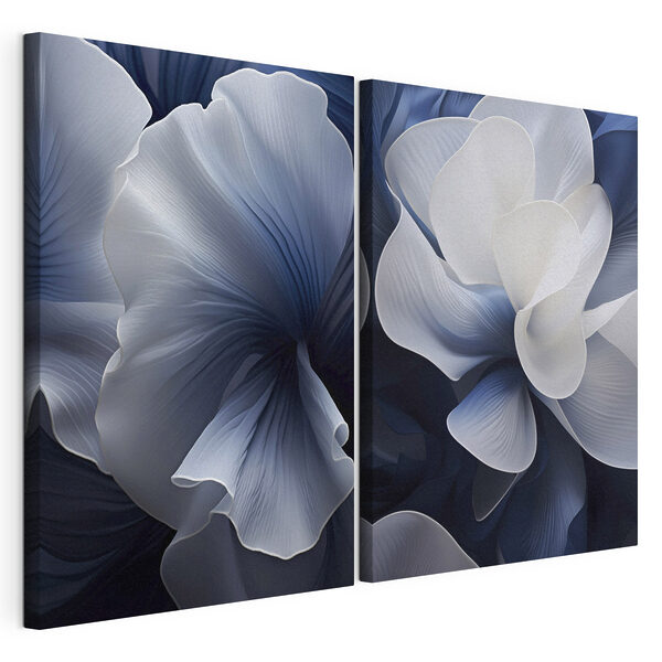 Impression sur toile modulaire Des pétales délicats aux teintes froides