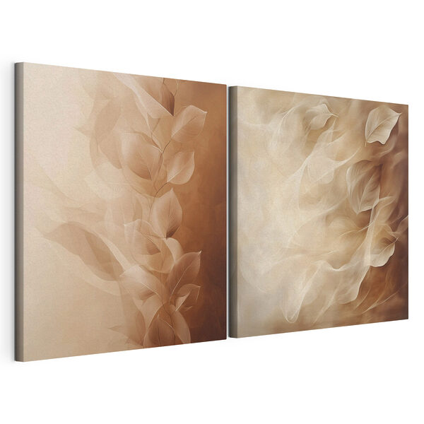 Impression sur toile modulaire Des feuilles délicates qui virevoltent dans des teintes douces