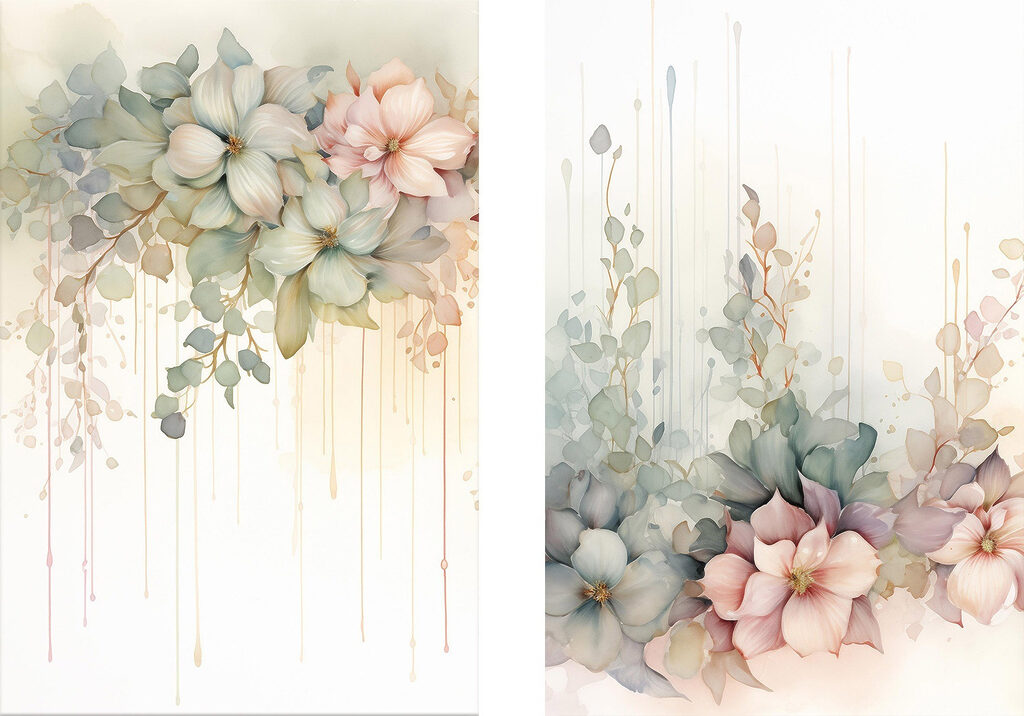 Painting of flowers on a white background
