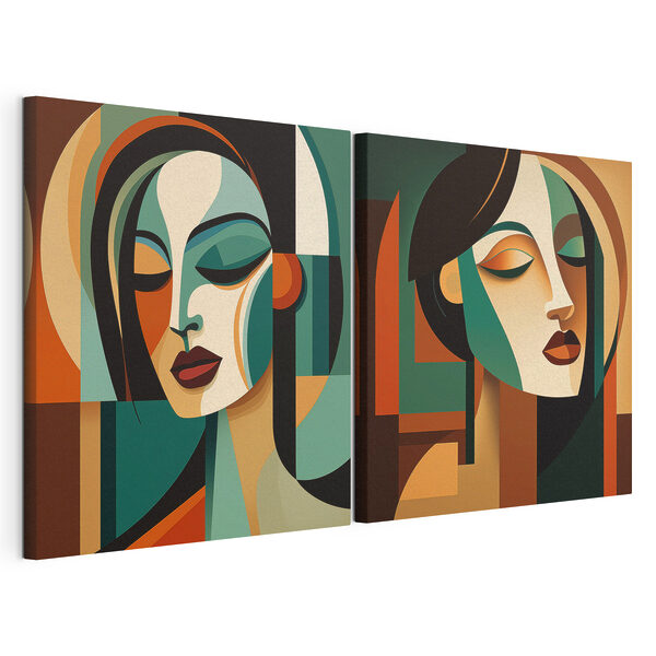 Impression sur toile modulaire Deux images du visage d'une femme