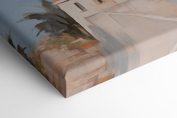 Painting of a town on a cliff