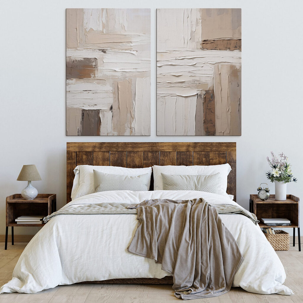 Collage of white and brown paint