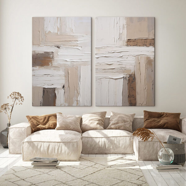 Collage of white and brown paint