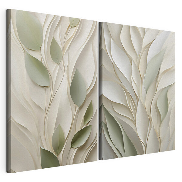 Impression sur toile modulaire Motifs inspirés de la nature dans des teintes douces