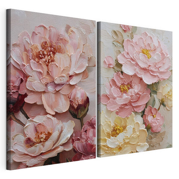 Impression sur toile modulaire Des pétales épanouis aux teintes douces