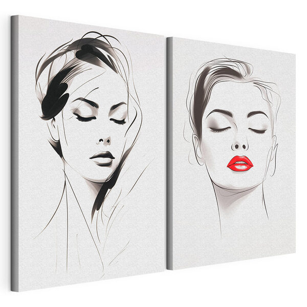 Woman's face with red lips