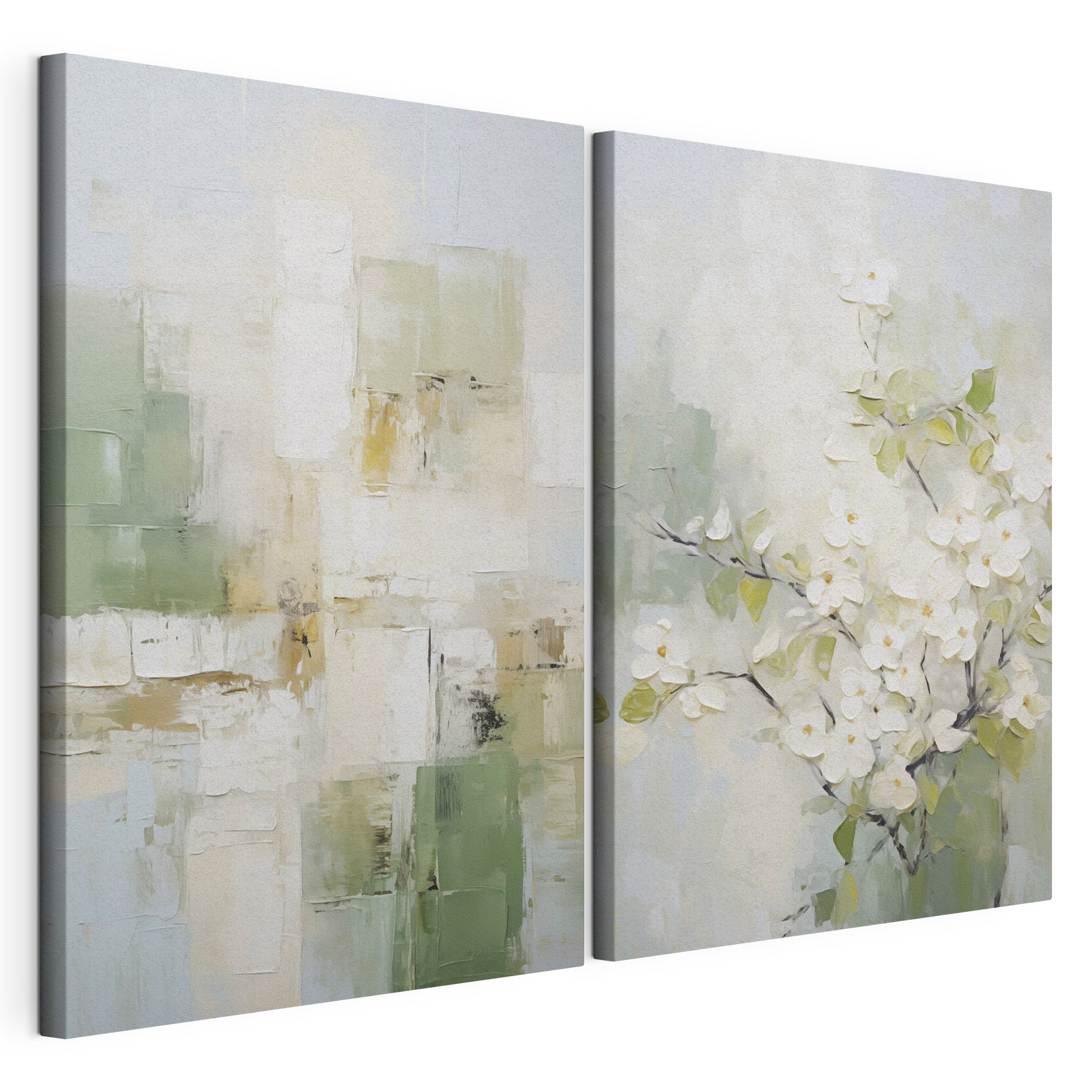 Painting of a tree with white flowers