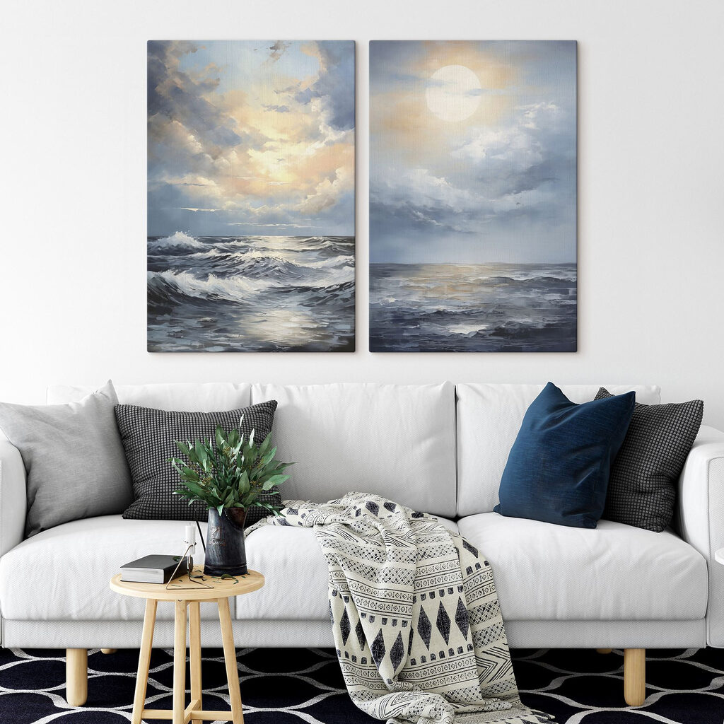 Painting of a sea and the sun