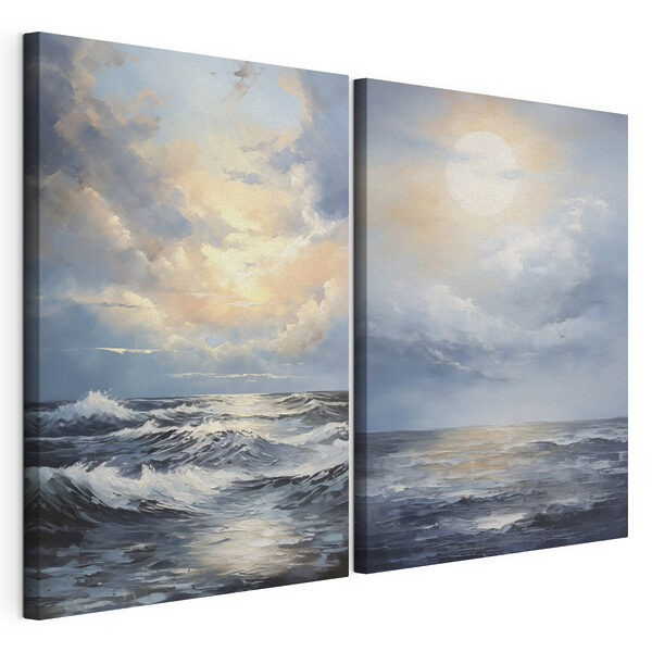 Painting of a sea and the sun