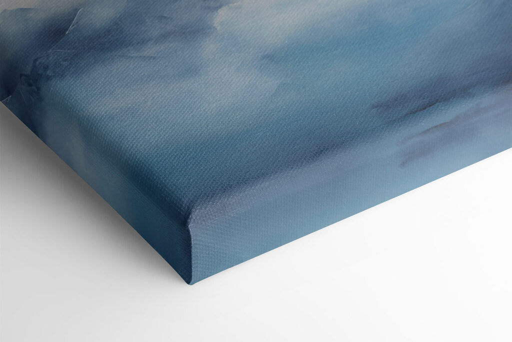 Painting of mountains in fog