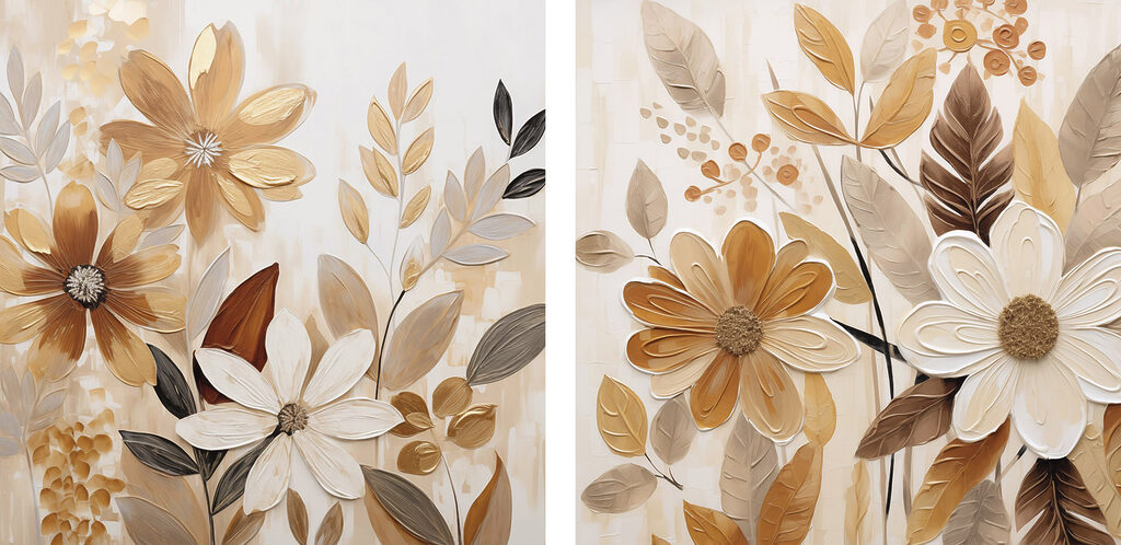 Painting of flowers and leaves