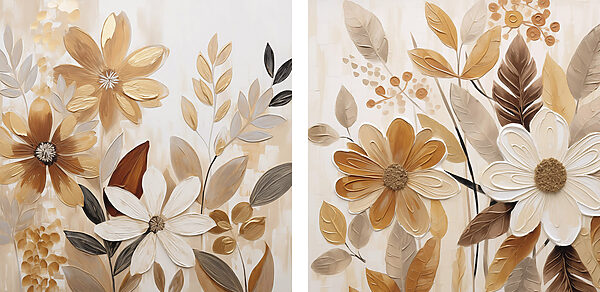 Painting of flowers and leaves